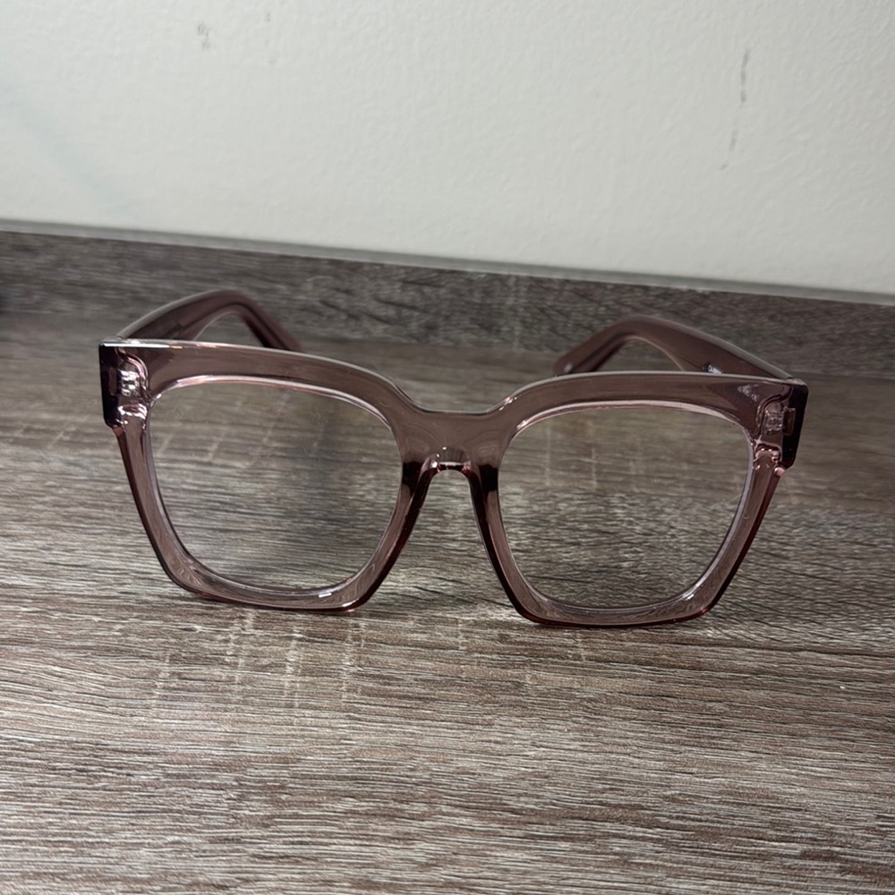 Stylish Pink Square Glasses with Bluelight